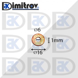 Дифтунга Ø  6 х Ø 16 х 1 mm медна
